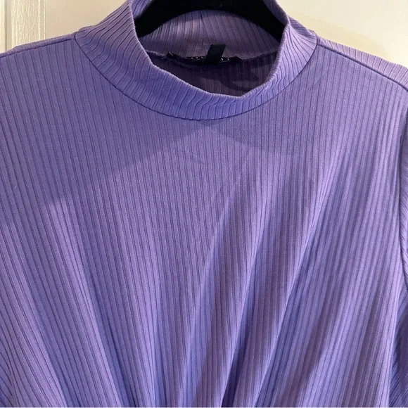 Eloquii Twist Detail Ribbed Mockneck Midi Dress in Purple Size 18/20 - Picture 8 of 12